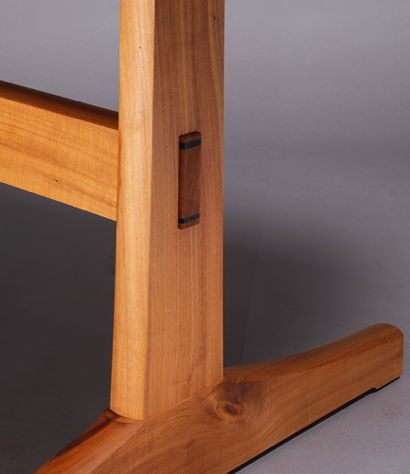 Madrone Table: wedged through tenon @ stretcher and stile. Madrone Table: wedged through tenon @ stretcher and stile.